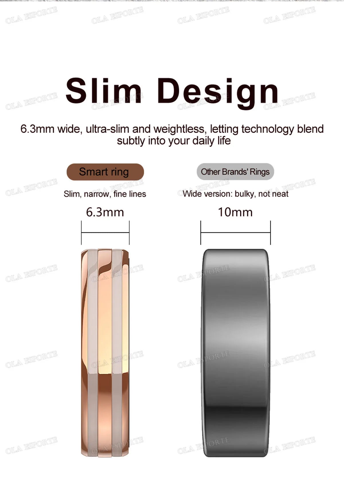 New 6.3mm Thin Smart Ring Health Monitor Smartring Outdoor Waterproof Ring Heart Rate Body Temperature Monitoring Sports rings