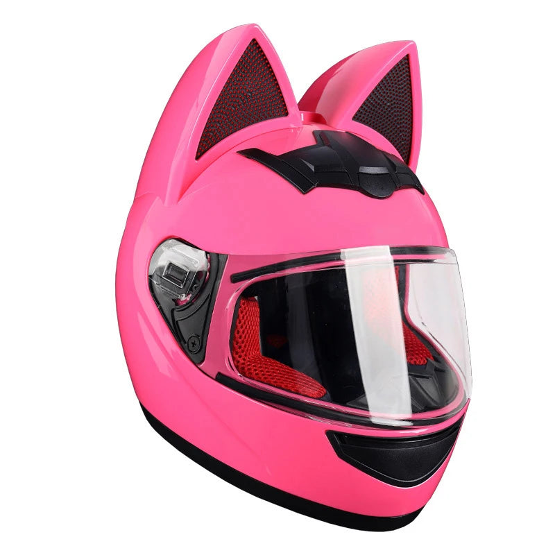 KEMITOUR Full Face Motorcycle Helmet DOT Certification Cat Ear Safety Moto Helmet For Women Men Breathable Gift For Girlfriend