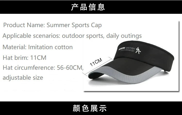 Sport Empty Top Cap  Sun Hats for Women Visor Hat Adjustable Outdoor Cap For man &women