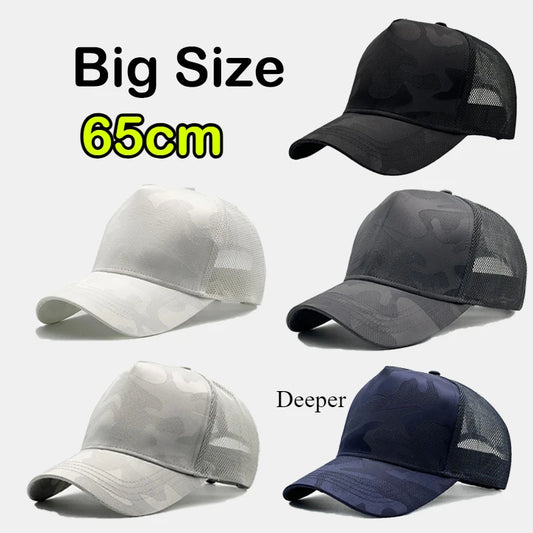 Summer Quick Drying Deeper Baseball Caps for men  Camouflage Big Size Mesh Breathable Dad Hat  Plus Size 65cm  Snapback Caps
