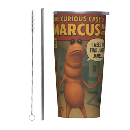 Marcus The Worm Christmas Meme  Tumbler With Straw  Stainless Steel Travel Mugs Double Wall Vacuum Insulated