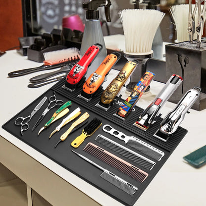 Hair Cutting Tool Storage Pad Anti Slip Waterproof Heat-Insulating Work Pad Magnetic Silicone Barber Shop Desktop Storage Mat