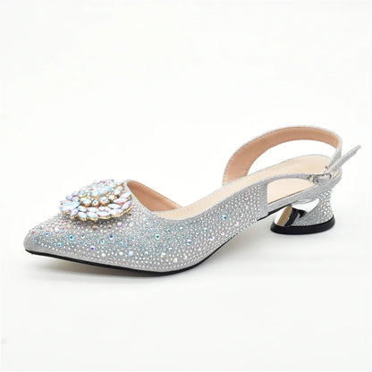 New Italian Shoes and Bags Matching Set 2025 Luxury Designer Pumps Women Full Rhinestone Designer Shoe and Bag Sets From Italy