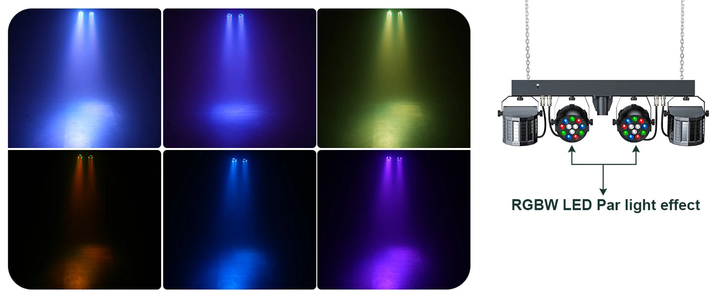 Yiflamefly 60W RGBW LED Par Lights With Bag&Bracket Combination Bracket Lights DMX Stage Light For Church Wedding Birthday Party