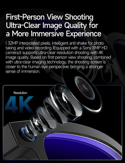 New 4k HD 800W Camera Smart Glasses Men 100+Language Translation 1080P shoot Video WIFI Transmission Music Player Call Glasses