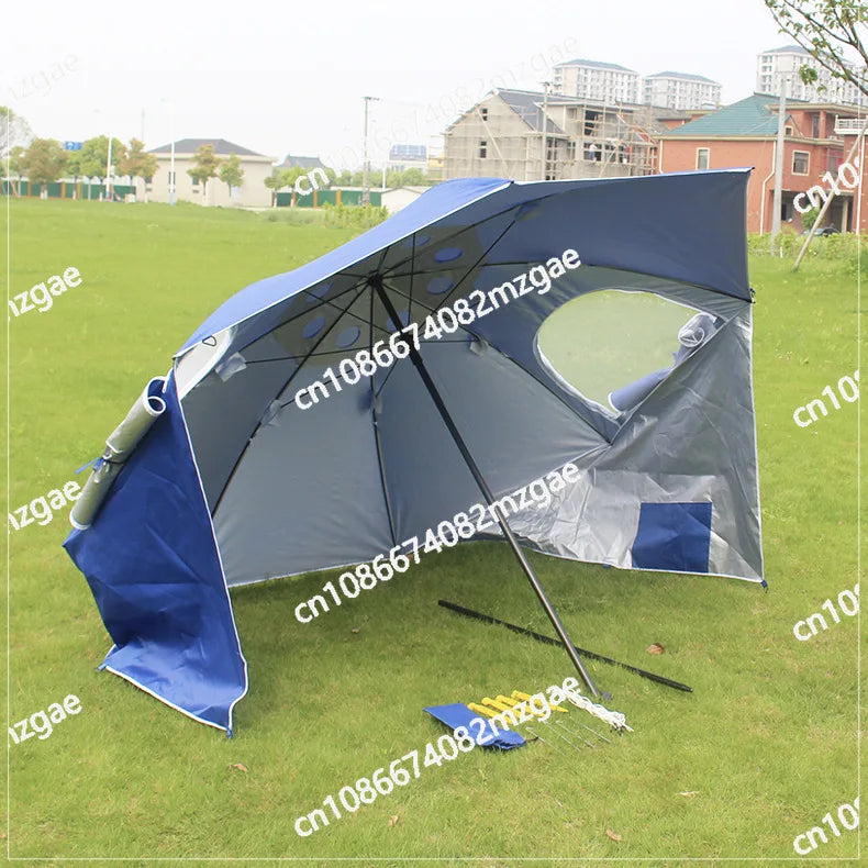 2.4 Meters with Window Breathable Windproof Outdoor Portable Beach Fishing Dual-purpose Tent Umbrella Beach Umbrella