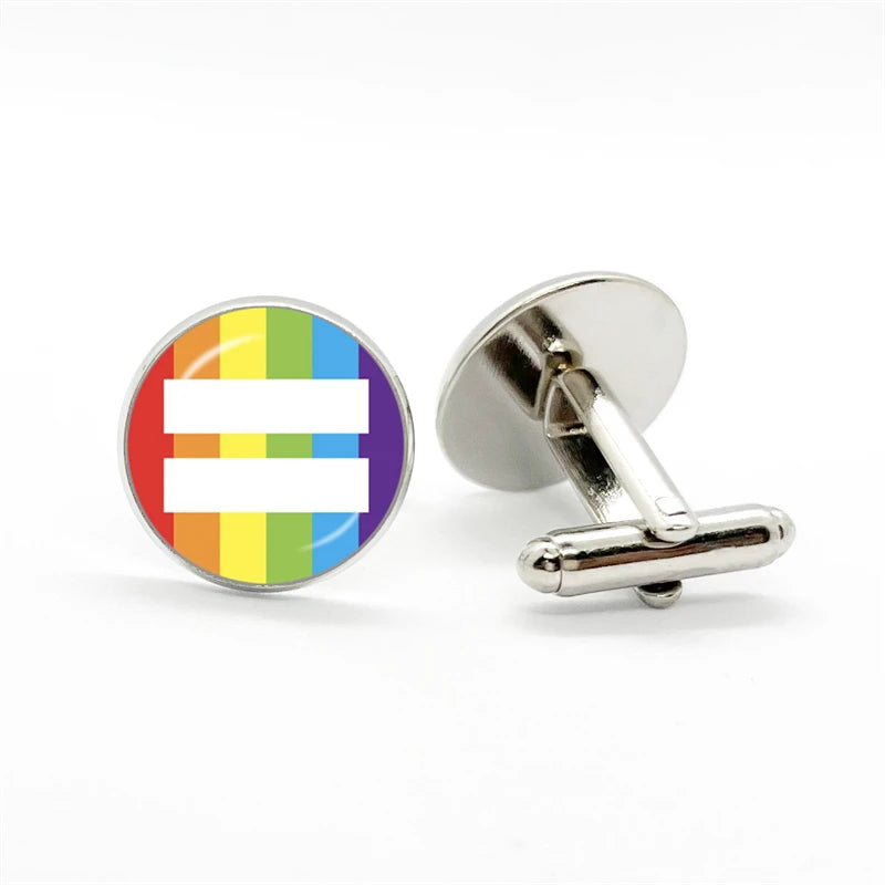 LGBT Rainbow Pride Cufflinks Man High Quality Jewelry Accessories Gay Pride Rainbow Flag Photo Suit Shirt Cuff Links Gift