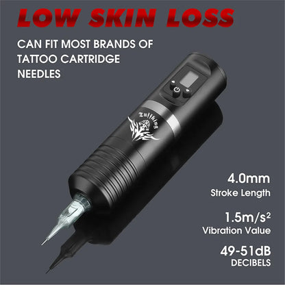 Portable Tattoo Machine Kit With 1600mAh Lithium Battery Power Digital LED Display Power Wireless Tattoo Machine Pen Set