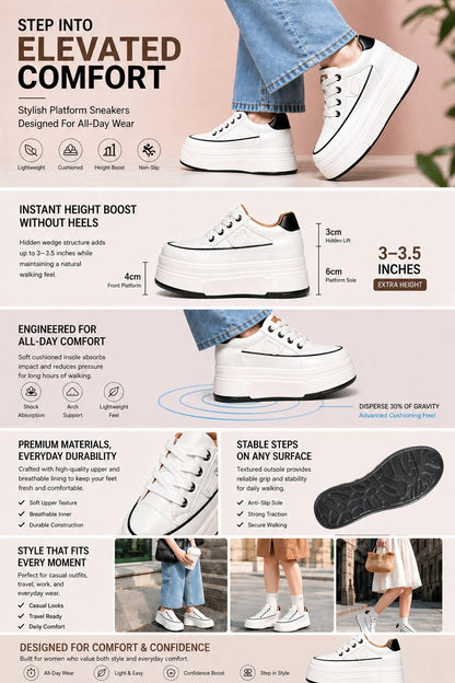 Fujin Hidden Heel Shoes High Platform shoes 9cm 3 inch comfortable sneakers for women Vulcanized Shoes Chunky Wedge Casual Shoes