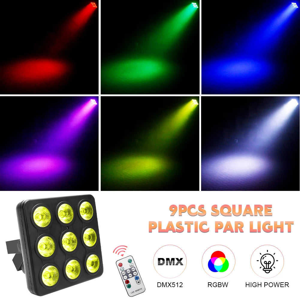 U'King 8Pcs 30W Square Par Lights 9X10W RGBW LEDs Stage Effect Lighting DMX512 Strobe Lights For DJ Show Concert Party KTV