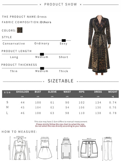 Kliou Leopard Print Trench Coat Woman Autumn Trend High Waist Bandage Cardigan Lapel Full Sleeve Street Fashion Style Clothing