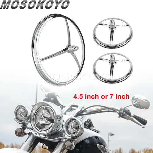 Motorcycle Accessories Bullet Headlight Trim Cover Tri Bar 4.5" 7" Headlamp Trim For Harley Heritage Fat Boy Softail Touring