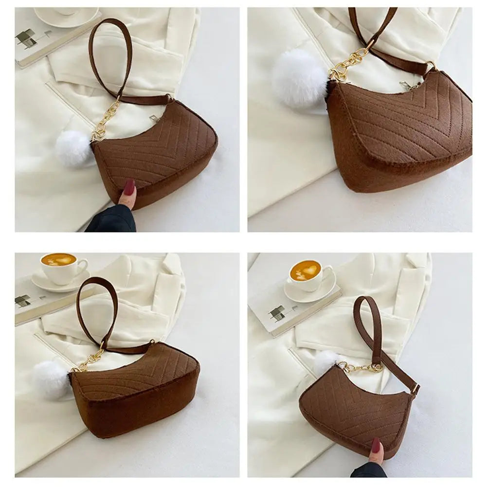 Mini Women Shoulder Bags Fashion Felt Women's Bag Design Advanced Underarm Handbags Mini Saddle Bag