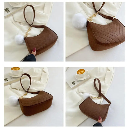 Mini Women Shoulder Bags Fashion Felt Women's Bag Design Advanced Underarm Handbags Mini Saddle Bag