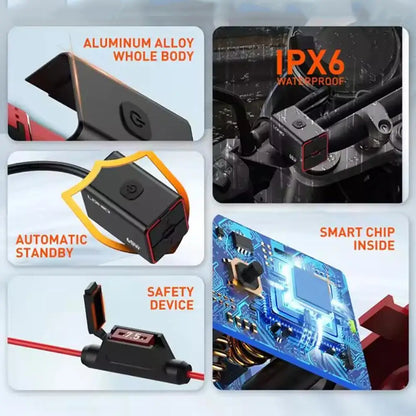 Premium Motorcycle USB C Fast Charger PD+QC3.0 60W Socket Charger Phone Cell 12V/24V Adapter Waterproof Vehicle-Mounted C T C9S6