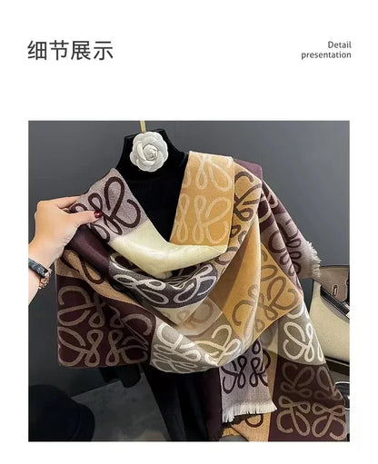 New Korean Version of The Fashion Hair Scarf Senior Sense Office Thick Warm Shawl for Both Casual and Versatile Bib