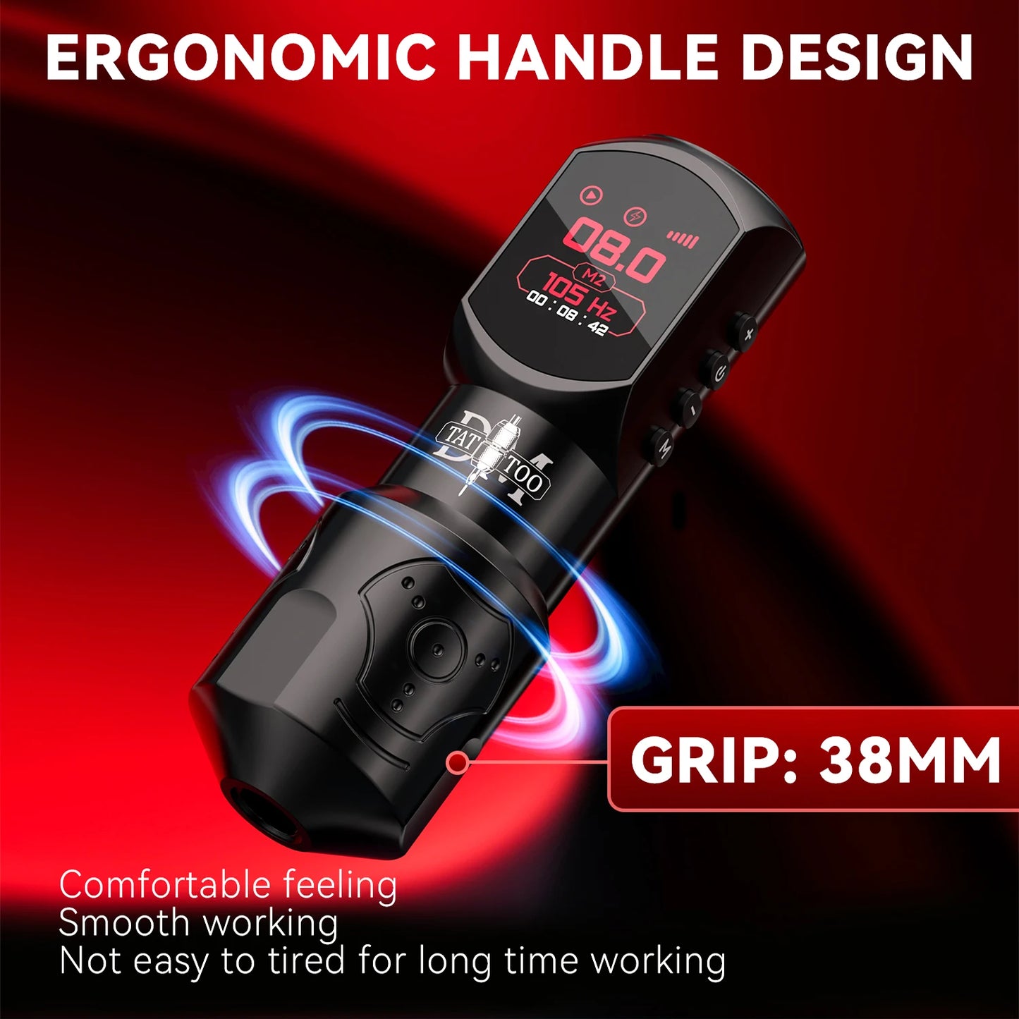 DM New Red-Dragon Wireless Tattoo Machine LED LargeScreen Customized Motor Wireless Tattoo Power Tattoo Gun For Permanent Makeup