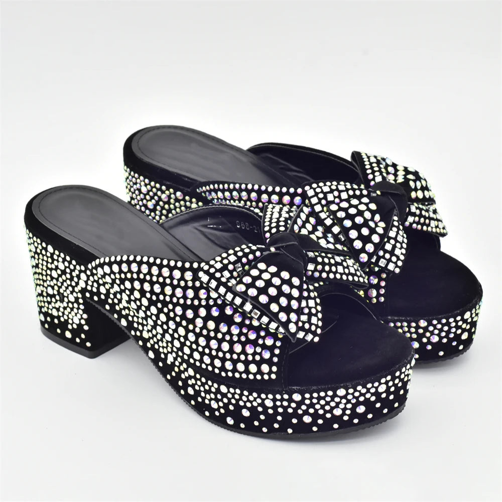 New Arrival Shoes and Bags Set for Women 2025 Women Shoe and Bag Set Decorated with Rhinestone Elegant Woman Heeled Pumps