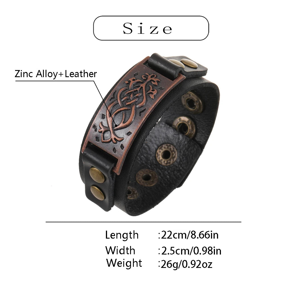2025 Jewelry Handmade Weave Genuine Leather Bracelet Men Vintage Cuff Wide Leather Bracelet Pulsera Hombre