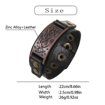 2025 Jewelry Handmade Weave Genuine Leather Bracelet Men Vintage Cuff Wide Leather Bracelet Pulsera Hombre