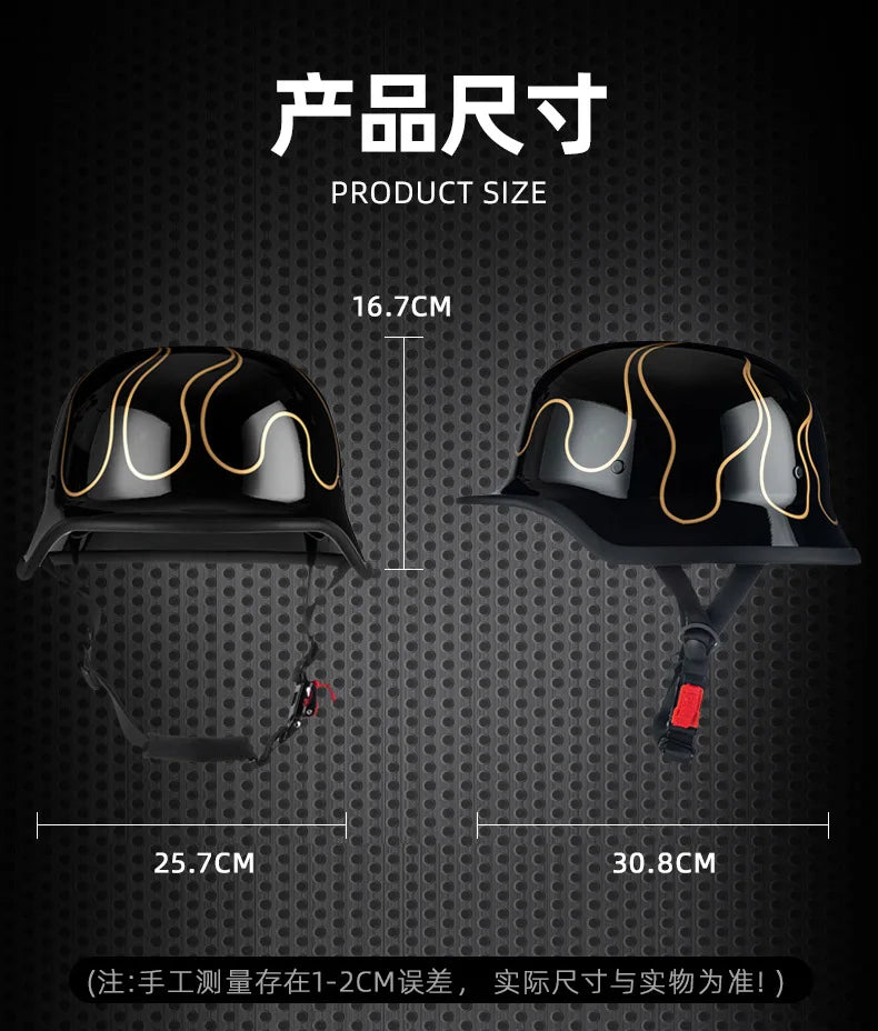 German Soldier Helmet Motorcycle for Harley Retro Half Helmet Motorcycle Helmet Summer 3C Certification Scoop Helmet Cruise Car