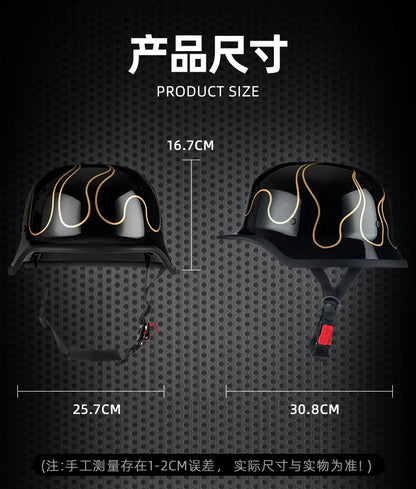 German Soldier Helmet Motorcycle for Harley Retro Half Helmet Motorcycle Helmet Summer 3C Certification Scoop Helmet Cruise Car