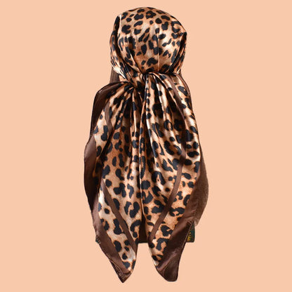 1PCS Women's Sexy Multicolor Leopard Print Woven Scarf Large Fashionable Headscarf for Travel Party Ladies Silk Square Scarf