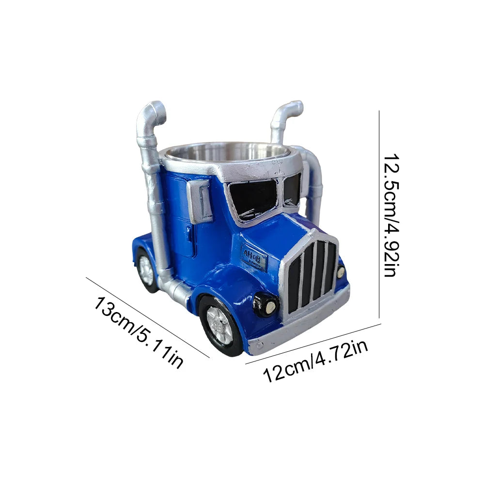 Semi-Truck Coffee Mugs 200-250ml Stainless Steel Creative Truck Coffee Cup Resin Coffee Mug Gifts for Coffee & Truck Lovers