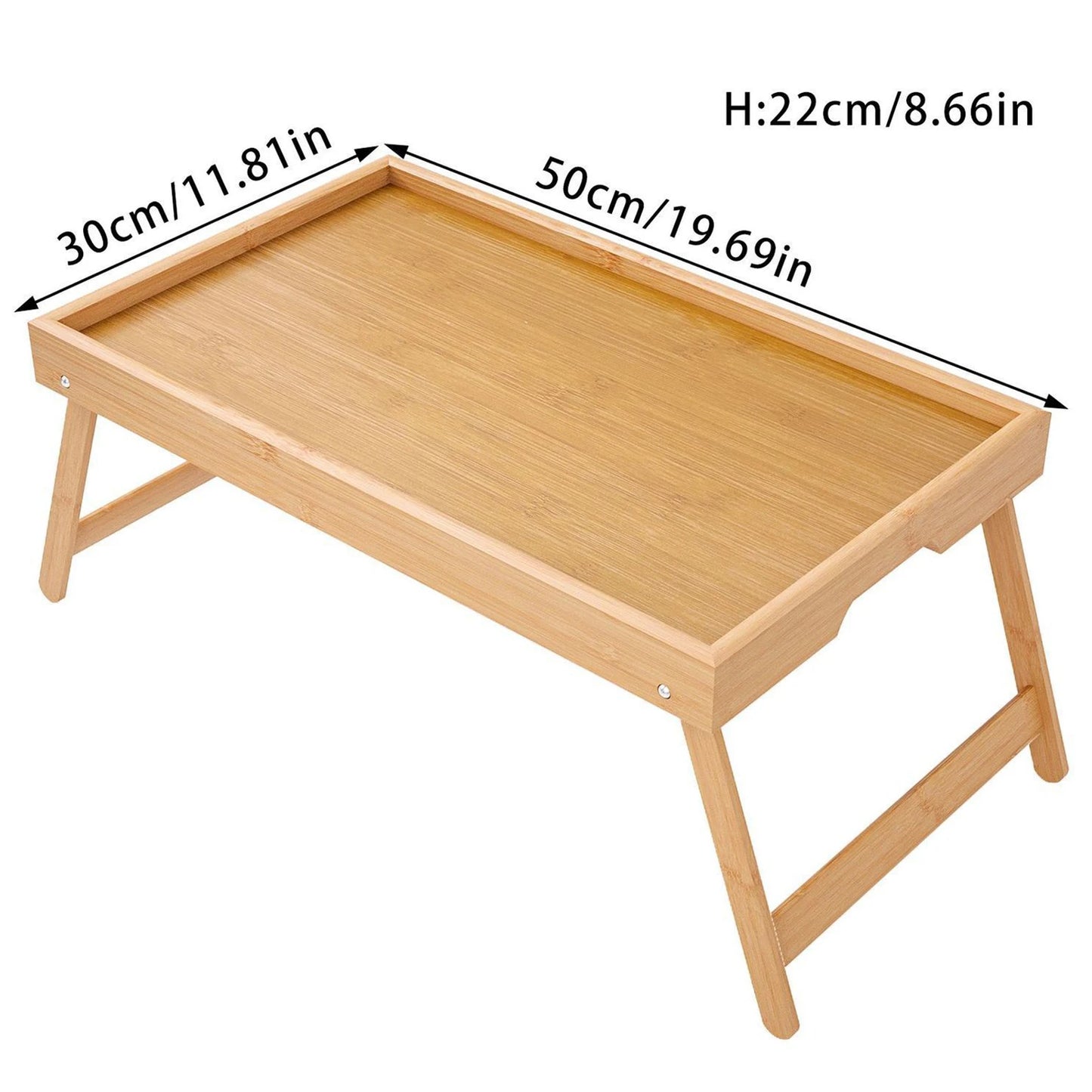 Portable Multifunctional Bamboo Bed Tray Table with Folding Legs Breakfast in Bed Tray for Sofa Serving Eating Working Reading