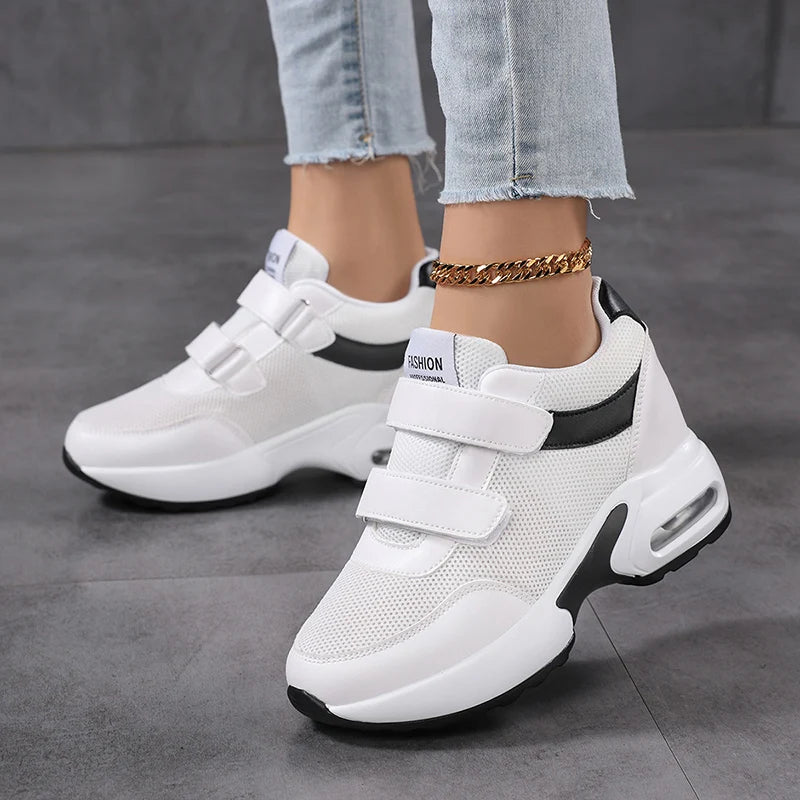 Fashion Women's Platform Shoes Invisible Height-increasing Casual Shoes Ladies Breathable Air-cushion Walking Traveling Shoes