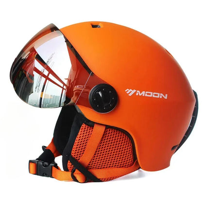 Motorcycle Helmet CE/ASTM Certified One-Piece PC+EPS Helmet with Goggles, Suitable for Skiing, Snowboarding, Outdoor Sports