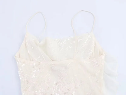 MUJER 2025 Sequin Mini Dress Woman Sexy Slip Party Dresses for Women Summer Backless Women's Dress Straps Beach Short Dresses