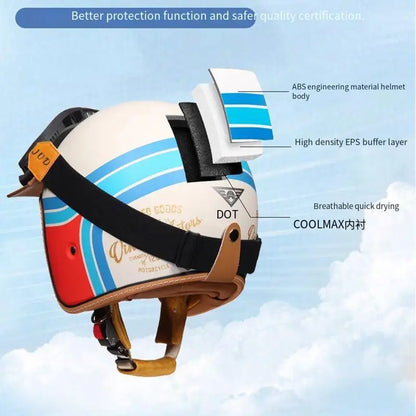 China 3C certification retro motorcycle helmet lightweight ventilation 3/4 cruise helmet unisex riding helmet.