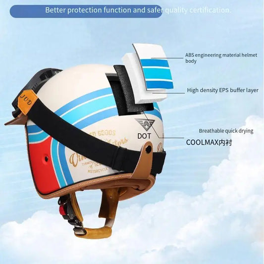 China 3C certification retro motorcycle helmet lightweight ventilation 3/4 cruise helmet unisex riding helmet.