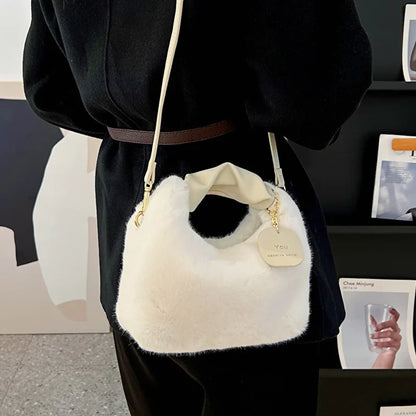 New Woman Soft Plush Handbags Shoulder Bag Fashion Autumn And Winter Korean Version Simple Crossbody Bags For Traveling Shopping