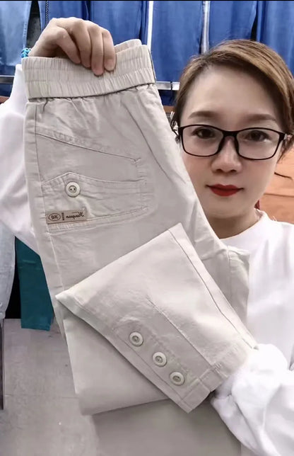 Women Cotton Linen Harun Pants Summer Loose New 2023 Ladies High Waist Versatile Thin Slim Casual Pants Female Nine-Point Pants