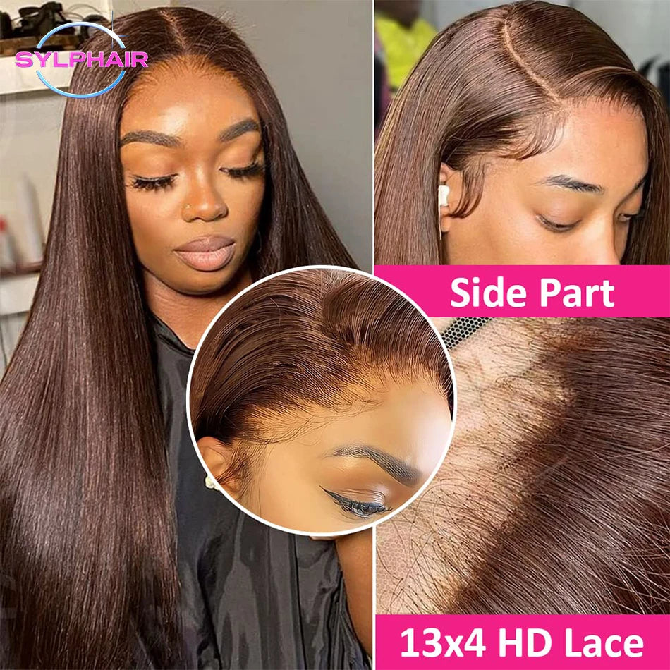 13x4 Chocolate Brown Lace Front Wigs Human Hair For Women 13x6 Hd Straight Lace Frontal Wig 4x4 5x5 Closure Human Hair Wig