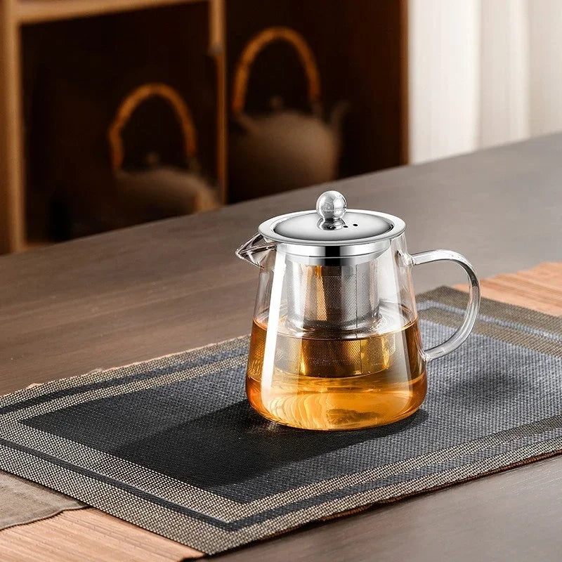 450ml-950ml Heat Resistant Glass Teapot with Stainless Steel Tea Strainer Infuser Flower Kettle Kung Fu Teaware Puer Oolong Pot