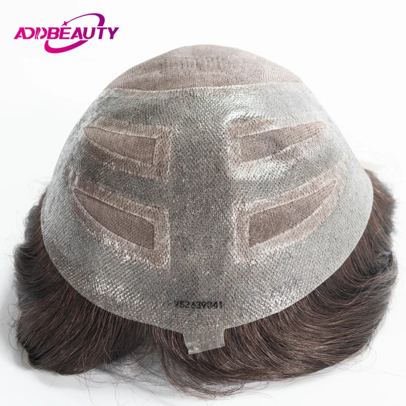 Front Swiss Lace Men's Capillary Prothesis Lace PU Man Toupee Human Hair Wigs Natural Hairline Indian Human Hair Wigs Natural