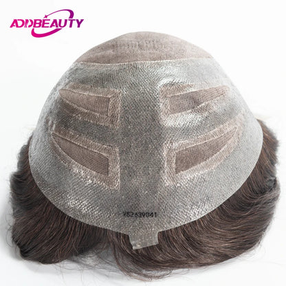 Front Swiss Lace Men's Capillary Prothesis Lace PU Man Toupee Human Hair Wigs Natural Hairline Indian Human Hair Wigs Natural