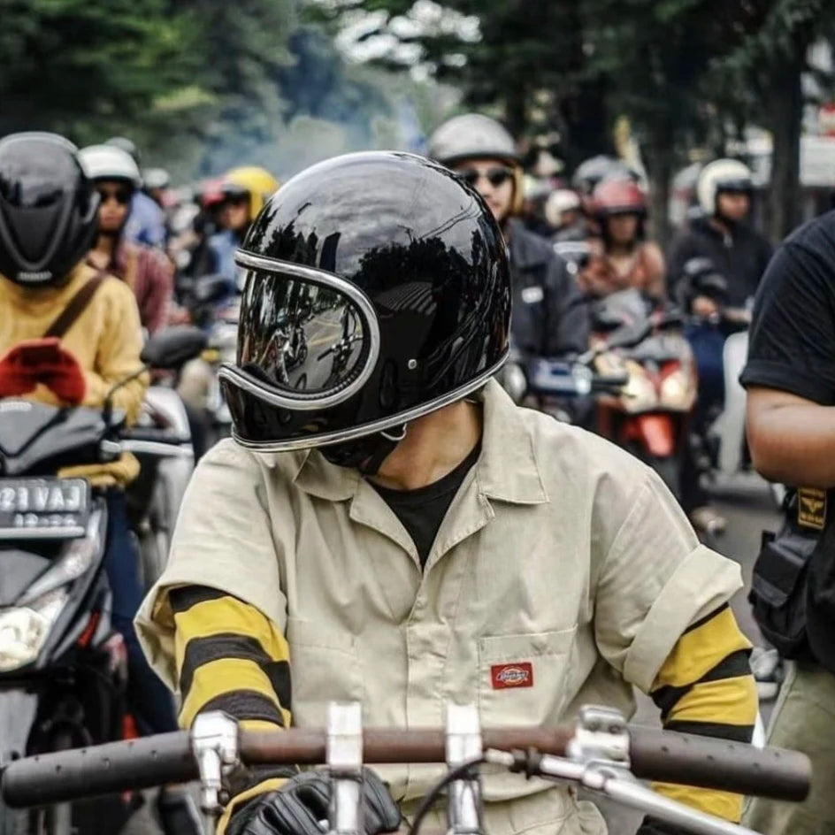 HOT Korea Japan Style Moto Helmet Fiberglass Shell Moto Helmet DAVID 2 Series Rider Gears Vintage Capacetes Cascos Para Moto