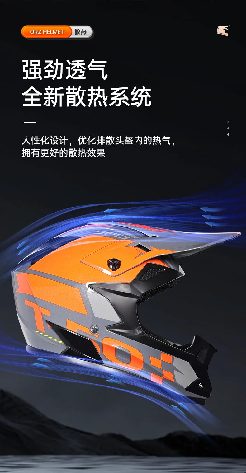 ORZF16-Off road motorcycle helmet, men's and women's rally helmet, mountain bike riding speed drops in all seasons