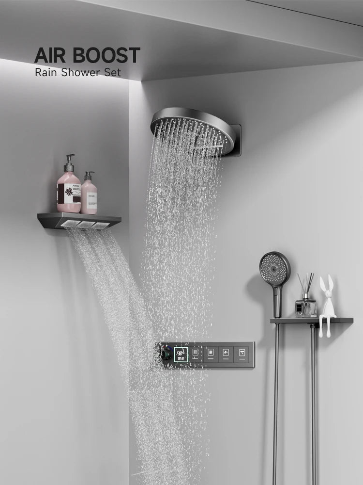 Shower System Set 2025 in Wall Mount With Thermostatic Multi-Function Mixer Rainfall For Showering Luxury Bathroom Smart Home