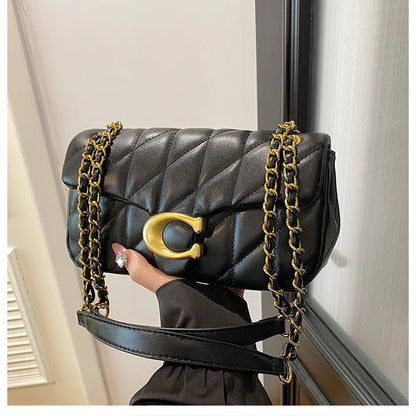 Luxury Fashion Women's Chain Handbag PU Leather Girls Shoulder Messenger Bag Brand lightweight Commuting Bag Tassel Square Bag