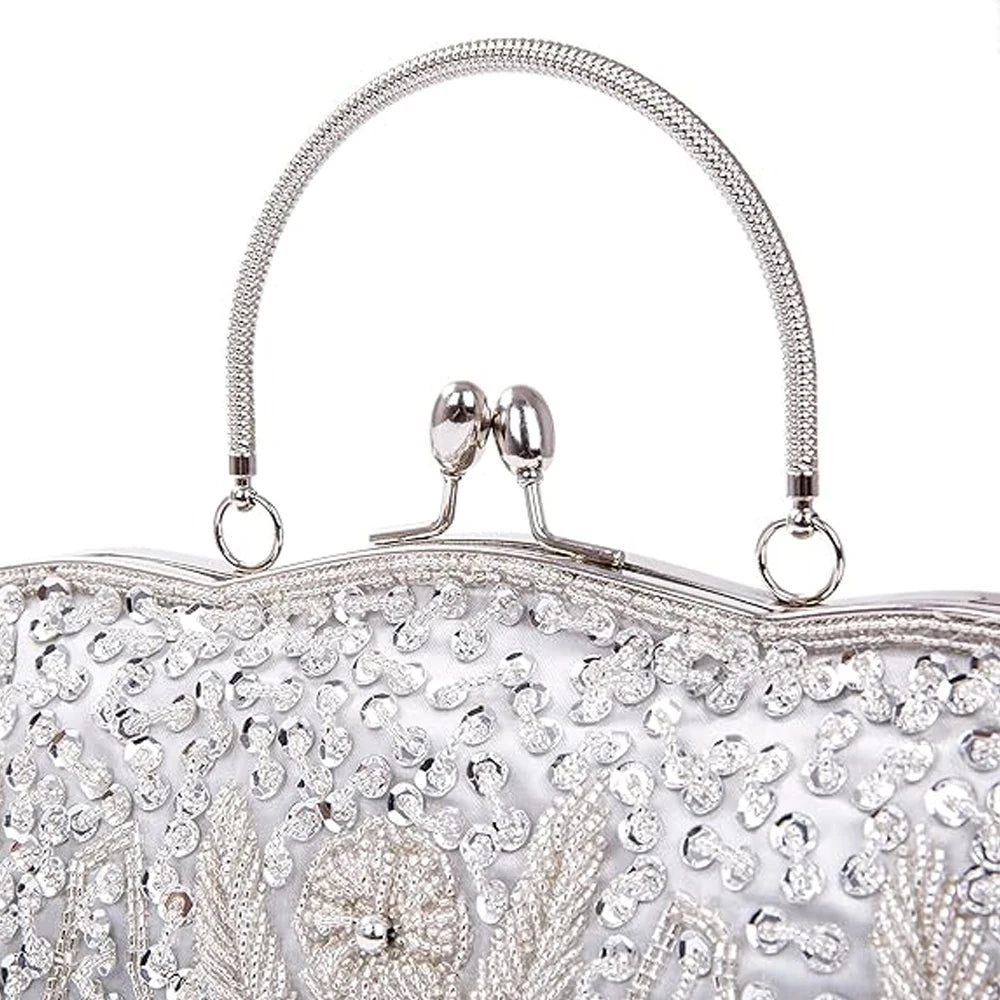 Fashion Retro Women Evening Bags Beaded Ladies Clutch Purse Shoulder Chain Wedding Party Women's Handbag Purses and Handbags