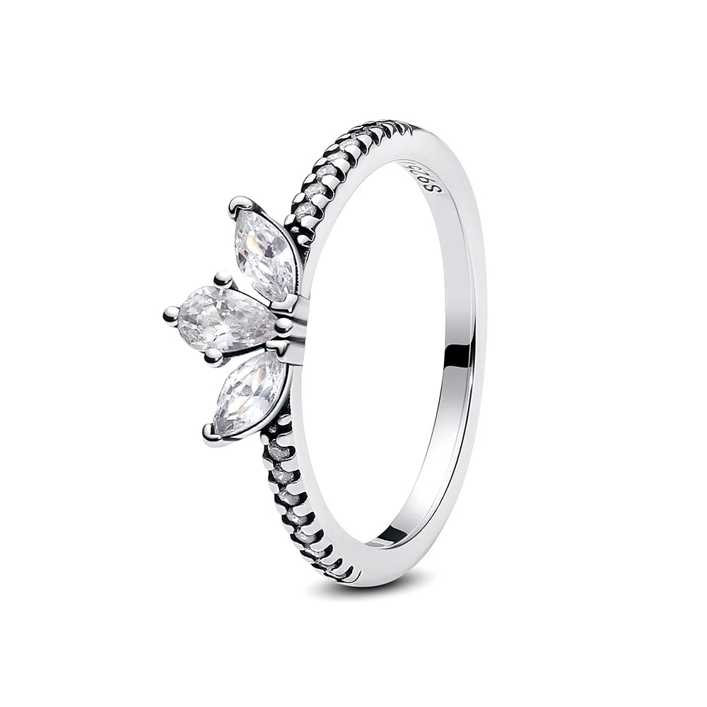 Original 925 Sterling Silver Ring Love Heart Pave CZ Crystal Stackable Rings For Women Wedding Engagement Birthday Gift Jewelry