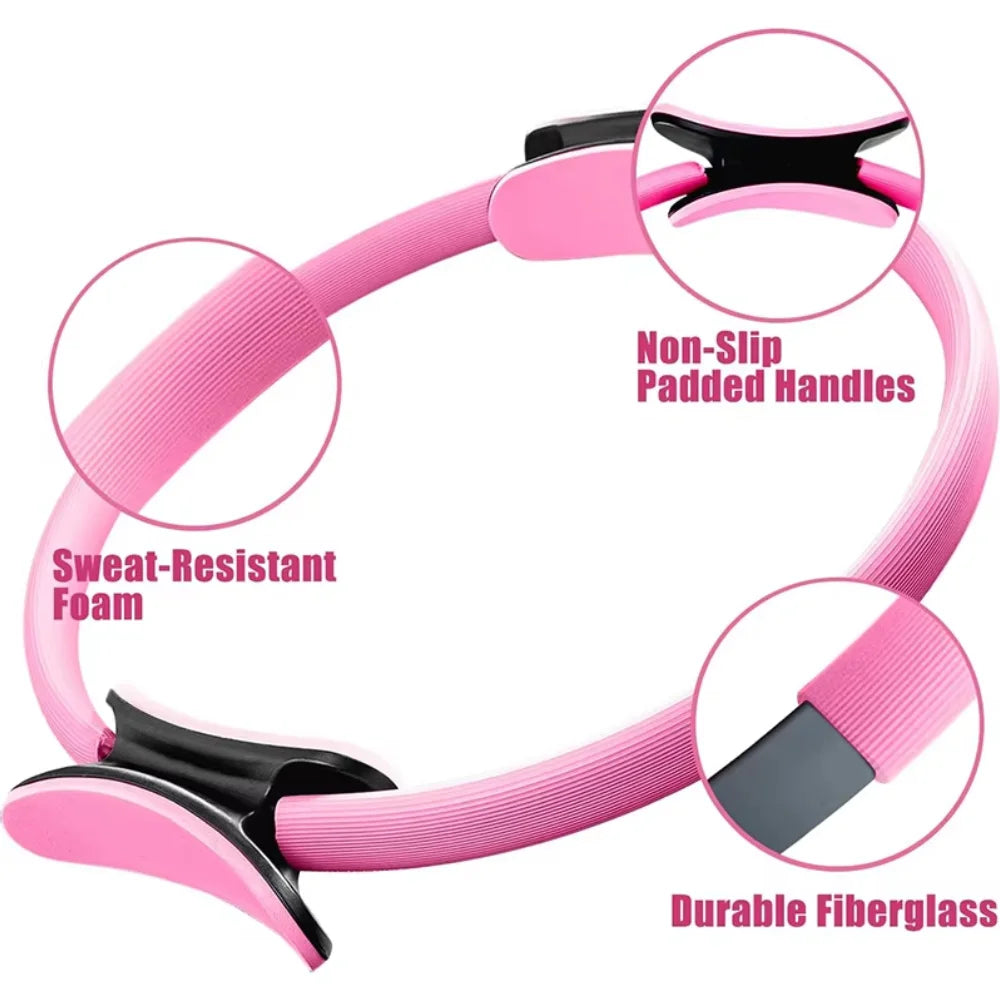 1Pcs 38CM Yoga Pilates Ring with Anti Slip Handle yoga Sports Resistance Circle for Women Home Fitness Muscle Training Equipment