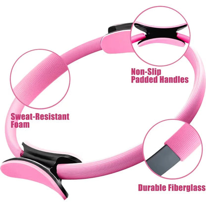 1Pcs 38CM Yoga Pilates Ring with Anti Slip Handle yoga Sports Resistance Circle for Women Home Fitness Muscle Training Equipment