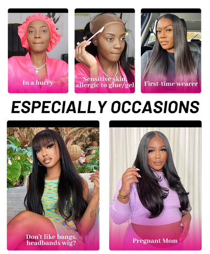 Wear And Go Glueless Human Hair ISEE Brazilian Straight Highlight Wig 6x4 HD Lace Glueless Preplucked Human Wigs Ready To Go