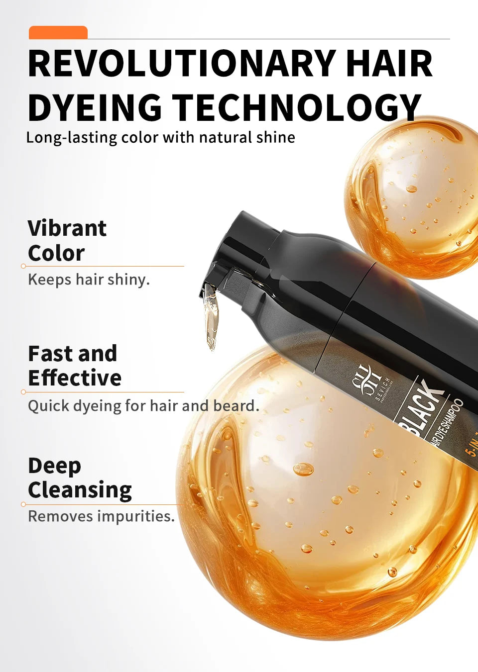 Sevich Hair Dye Shampoo 5 In 1 For Men Black Hair Dye Shampoo Beard Color Dye Cream To Cover Gray White Hair Darkening Shampoo